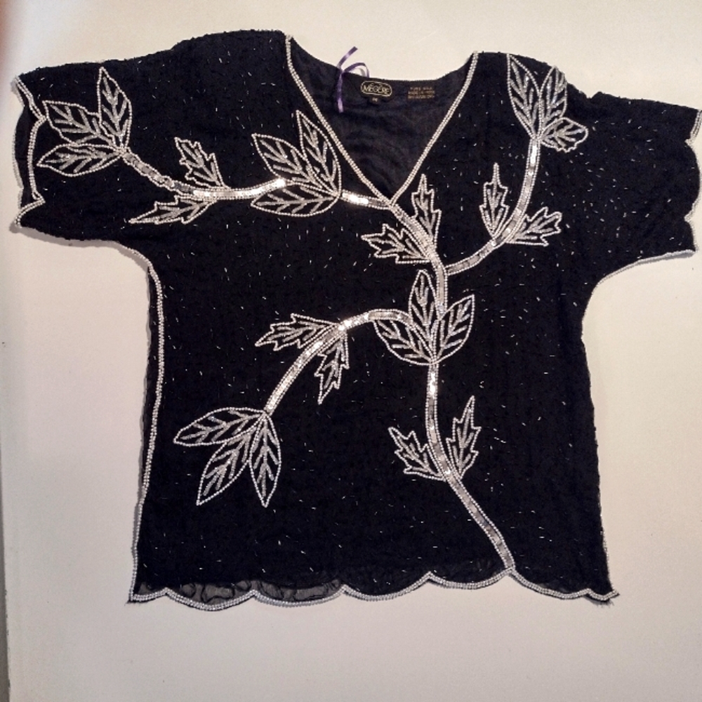 Vintage Sequin Floral Blouse